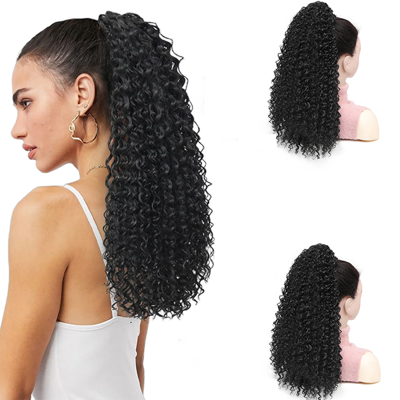 Drawstring Afro Curly Puff Ponytail - Parrucca con coda di cavallo riccia